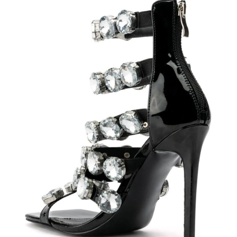 Xena Bubbles Of Ice Patent Leather Gladiator Stiletto Sandal SIZE 9 - Picture 2 of 5